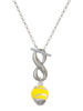 Silver Plated Yellow Softball with Stitching Spinner - Custom Engraved Infinity Toggle Necklace: Personalized Jewelry Gift - Names, Initials, Dates, Bible Verses