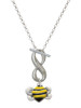 Silver Plated Large Enamel Bumble Bee - Custom Engraved Infinity Toggle Necklace: Personalized Jewelry Gift - Names, Initials, Dates, Bible Verses