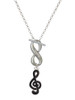 Silver Plated Black Clef - Custom Engraved Infinity Toggle Necklace: Personalized Jewelry Gift - Names, Initials, Dates, Bible Verses