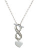 Silver Plated Small 2-D Puffy Heart - Custom Engraved Infinity Toggle Necklace: Personalized Jewelry Gift - Names, Initials, Dates, Bible Verses