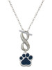 Silver Plated Large Navy Blue Paw - Custom Engraved Infinity Toggle Necklace: Personalized Jewelry Gift - Names, Initials, Dates, Bible Verses