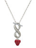 Silver Plated Mini Red Enamel Strawberry - Custom Engraved Infinity Toggle Necklace: Personalized Jewelry Gift - Names, Initials, Dates, Bible Verses