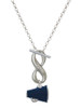 Silver Plated Small Navy Blue Megaphone - Custom Engraved Infinity Toggle Necklace: Personalized Jewelry Gift - Names, Initials, Dates, Bible Verses