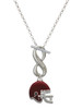 Silver Plated Small Maroon Football Helmet - Custom Engraved Infinity Toggle Necklace: Personalized Jewelry Gift - Names, Initials, Dates, Bible Verses