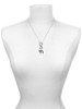 Silver Plated Enamel Blue Chai - Custom Engraved Infinity Toggle Necklace