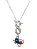 Silver Plated Texas Outline with Flag - Custom Engraved Infinity Toggle Necklace: Personalized Jewelry Gift - Names, Initials, Dates, Bible Verses