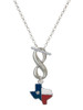Silver Plated Texas with Rope Border - Custom Engraved Infinity Toggle Necklace: Personalized Jewelry Gift - Names, Initials, Dates, Bible Verses