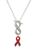 Silver Plated Red Ribbon - Custom Engraved Infinity Toggle Necklace: Personalized Jewelry Gift - Names, Initials, Dates, Bible Verses