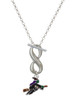 Silver Plated Flying Witch - Custom Engraved Infinity Toggle Necklace: Personalized Jewelry Gift - Names, Initials, Dates, Bible Verses