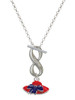 Silver Plated Red Hat With Purple Bow - Custom Engraved Infinity Toggle Necklace: Personalized Jewelry Gift - Names, Initials, Dates, Bible Verses