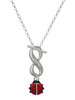 Silver Plated Mini Red Translucent Ladybug - Custom Engraved Infinity Toggle Necklace: Personalized Jewelry Gift - Names, Initials, Dates, Bible Verses
