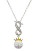 Silver Plated Volleyball - Crown - Custom Engraved Infinity Toggle Necklace: Personalized Jewelry Gift - Names, Initials, Dates, Bible Verses