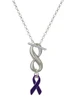 Silver Plated Purple Ribbon - Custom Engraved Infinity Toggle Necklace: Personalized Jewelry Gift - Names, Initials, Dates, Bible Verses