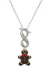 Enamel Gingerbread Cookie Boy - Custom Engraved Infinity Toggle Necklace: Personalized Jewelry Gift - Names, Initials, Dates, Bible Verses