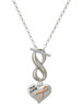 Silver Plated Small Heart with Pink Ribbon ''The Cure'' - Custom Engraved Infinity Toggle Necklace: Personalized Jewelry Gift - Names, Initials, Dates, Bible Verses