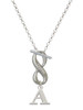 Silver Plated Large Initial - A - Custom Engraved Infinity Toggle Necklace: Personalized Jewelry Gift - Names, Initials, Dates, Bible Verses