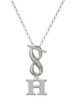 Silver Plated Large Initial - H - Custom Engraved Infinity Toggle Necklace: Personalized Jewelry Gift - Names, Initials, Dates, Bible Verses