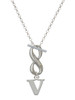 Silver Plated Large Initial - V - Custom Engraved Infinity Toggle Necklace: Personalized Jewelry Gift - Names, Initials, Dates, Bible Verses
