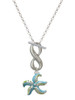 Silver Plated Hot Blue Starfish - Custom Engraved Infinity Toggle Necklace: Personalized Jewelry Gift - Names, Initials, Dates, Bible Verses