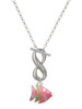 Silver Plated Hot Pink Tropical Fish with Lime Green Stripe - Custom Engraved Infinity Toggle Necklace: Personalized Jewelry Gift - Names, Initials, Dates, Bible Verses