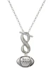 Silver Plated Large Football - Custom Engraved Infinity Toggle Necklace: Personalized Jewelry Gift - Names, Initials, Dates, Bible Verses