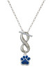 Silver Plated Small Royal Blue Paw - Custom Engraved Infinity Toggle Necklace: Personalized Jewelry Gift - Names, Initials, Dates, Bible Verses