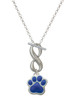 Silver Plated Large Royal Blue Paw - Custom Engraved Infinity Toggle Necklace: Personalized Jewelry Gift - Names, Initials, Dates, Bible Verses