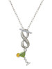 Silver Plated Tropical Drink - Lime Green - Custom Engraved Infinity Toggle Necklace: Personalized Jewelry Gift - Names, Initials, Dates, Bible Verses