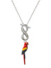 Silver Plated 3-D Enamel Parrot - Custom Engraved Infinity Toggle Necklace: Personalized Jewelry Gift - Names, Initials, Dates, Bible Verses