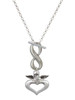 Silver Plated Guardian Angel over Heart - Custom Engraved Infinity Toggle Necklace: Personalized Jewelry Gift - Names, Initials, Dates, Bible Verses