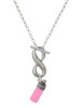 Silver Plated 3-D Pink Baby Bottle - Custom Engraved Infinity Toggle Necklace: Personalized Jewelry Gift - Names, Initials, Dates, Bible Verses