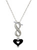 Silver Plated Black and White Enamel Heart - Custom Engraved Infinity Toggle Necklace: Personalized Jewelry Gift - Names, Initials, Dates, Bible Verses