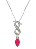 Silver Plated Christmas Lights - Hot Pink Resin - Custom Engraved Infinity Toggle Necklace: Personalized Jewelry Gift - Names, Initials, Dates, Bible Verses