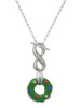 Silver Plated Green Resin Wreath with Crystals - Custom Engraved Infinity Toggle Necklace: Personalized Jewelry Gift - Names, Initials, Dates, Bible Verses