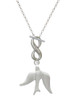 Silver Plated 3-D Dove - Custom Engraved Infinity Toggle Necklace: Personalized Jewelry Gift - Names, Initials, Dates, Bible Verses