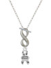 Silver Plated Small Paw Print Ribbon ''Animal Rescue'' - Custom Engraved Infinity Toggle Necklace: Personalized Jewelry Gift - Names, Initials, Dates, Bible Verses