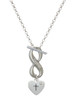Silver Plated Small Heart with Cross & Fish with Crystal - Custom Engraved Infinity Toggle Necklace: Personalized Jewelry Gift - Names, Initials, Dates, Bible Verses