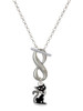Silver Plated Black Sitting Cat - Custom Engraved Infinity Toggle Necklace: Personalized Jewelry Gift - Names, Initials, Dates, Bible Verses
