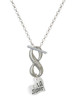 Silver Plated Small ''Lil Sister'' Heart with Clear Crystal - Custom Engraved Infinity Toggle Necklace: Personalized Jewelry Gift - Names, Initials, Dates, Bible Verses