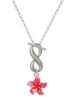 Silver Plated Hot Pink and Orange Plumeria Flower - Custom Engraved Infinity Toggle Necklace: Personalized Jewelry Gift - Names, Initials, Dates, Bible Verses