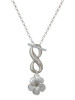 Silver Plated Flower - Custom Engraved Infinity Toggle Necklace: Personalized Jewelry Gift - Names, Initials, Dates, Bible Verses