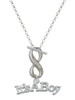 Silver Plated Large ''It's a Boy'' - Custom Engraved Infinity Toggle Necklace: Personalized Jewelry Gift - Names, Initials, Dates, Bible Verses