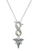 Silver Plated Nurse Caduceus - LPN - Custom Engraved Infinity Toggle Necklace: Personalized Jewelry Gift - Names, Initials, Dates, Bible Verses