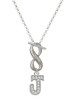 Silver Plated Crystal Initial - J - Custom Engraved Infinity Toggle Necklace: Personalized Jewelry Gift - Names, Initials, Dates, Bible Verses