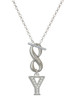 Silver Plated Crystal Initial - Y - Custom Engraved Infinity Toggle Necklace: Personalized Jewelry Gift - Names, Initials, Dates, Bible Verses