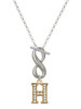 Gold-tone Crystal Initial - H - Custom Engraved Infinity Toggle Necklace: Personalized Jewelry Gift - Names, Initials, Dates, Bible Verses