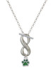 Silver Plated Mini Translucent Green Paw - Custom Engraved Infinity Toggle Necklace: Personalized Jewelry Gift - Names, Initials, Dates, Bible Verses