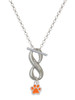 Silver Plated Mini Translucent Orange Paw - Custom Engraved Infinity Toggle Necklace: Personalized Jewelry Gift - Names, Initials, Dates, Bible Verses