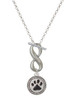 Silver Plated Black Paw in Rope Border - Custom Engraved Infinity Toggle Necklace: Personalized Jewelry Gift - Names, Initials, Dates, Bible Verses