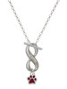 Silver Plated Mini Translucent Maroon Paw - Custom Engraved Infinity Toggle Necklace: Personalized Jewelry Gift - Names, Initials, Dates, Bible Verses